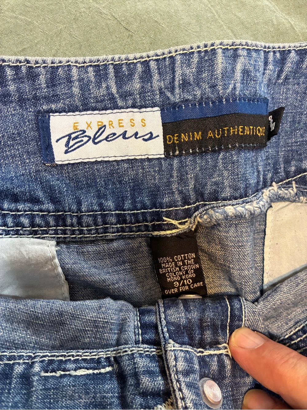 Vintage Express Bleus Button Fly Zip Pocket Denim Skirt Size 9/10 - Picture 9 of 13